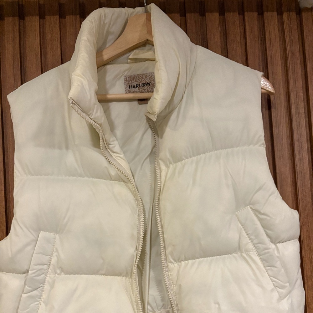 HARLOW Peggy White Puffer Vest Small